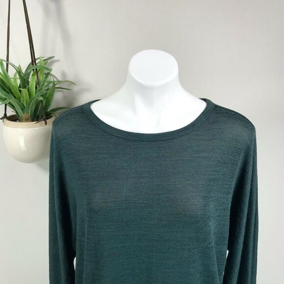 M Magaschoni Dolman Sleeve Thin Knit Sweater Top Green Bateau Pullover Size L - Picture 2 of 9